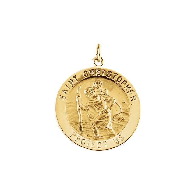 14K Yellow 22 mm St. Christopher Medal