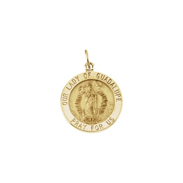 14k Yellow 18 Mm Round Our Lady Of Guadalupe Medal