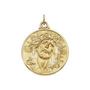 14K Yellow 28 mm Round Face of Jesus (Ecce Homo) Medal