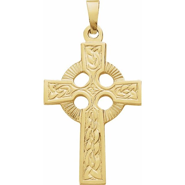 14K Yellow Celtic-Inspired Cross Pendant