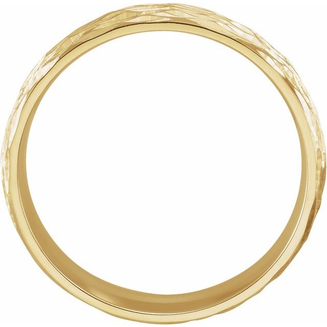 18k Yellow 6 Mm Tree Bark Pattern Band  Size 8.5