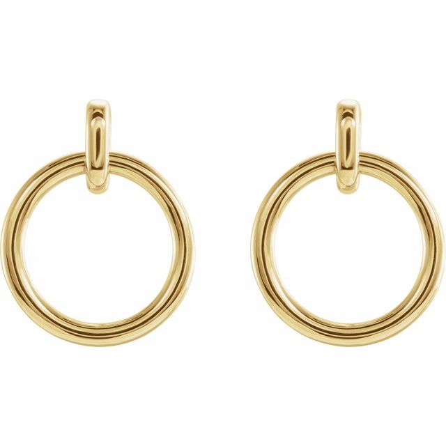 14K Yellow Circle Dangle Earrings