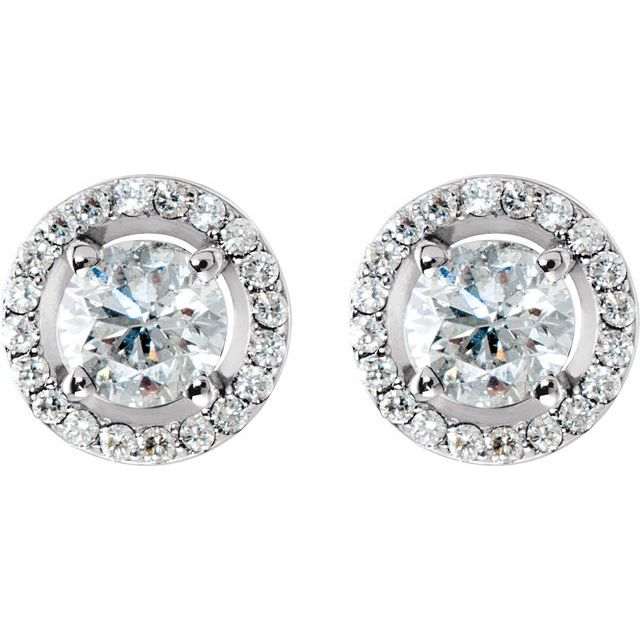 14K White 2 1/3 CTW Lab-Grown Diamond Halo-Style Earrings