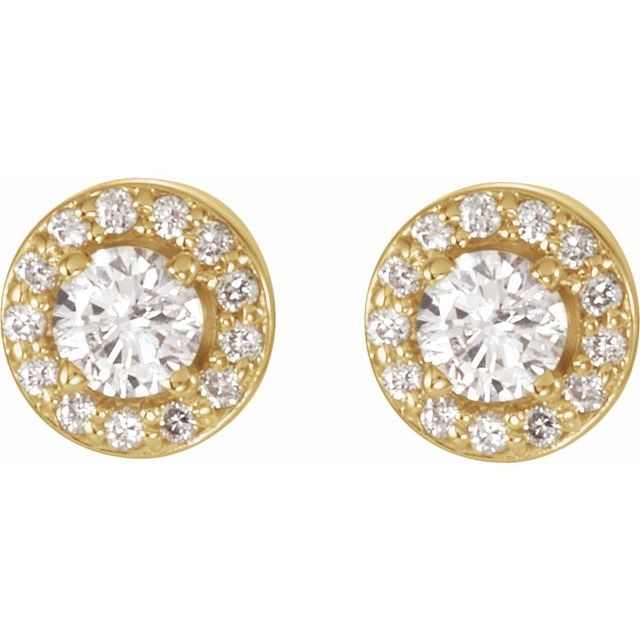 14K Yellow 9/10 CTW Lab-Grown Diamond Halo-Style Earrings