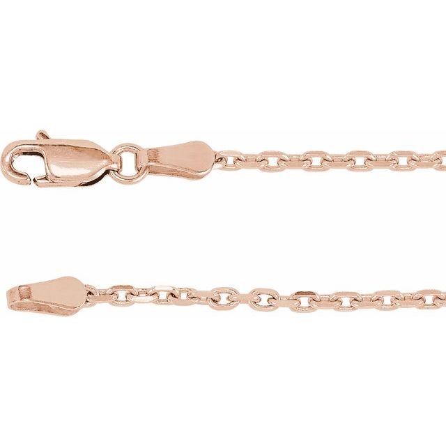 14K Rose 2 mm Diamond-Cut Cable 16' Chain