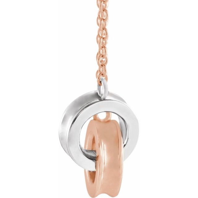 14K Rose/White Interlocking Circle 18' Necklace