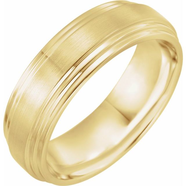 14k Yellow 7 Mm Double Stepped Edge Comfort-fit Band Size 9
