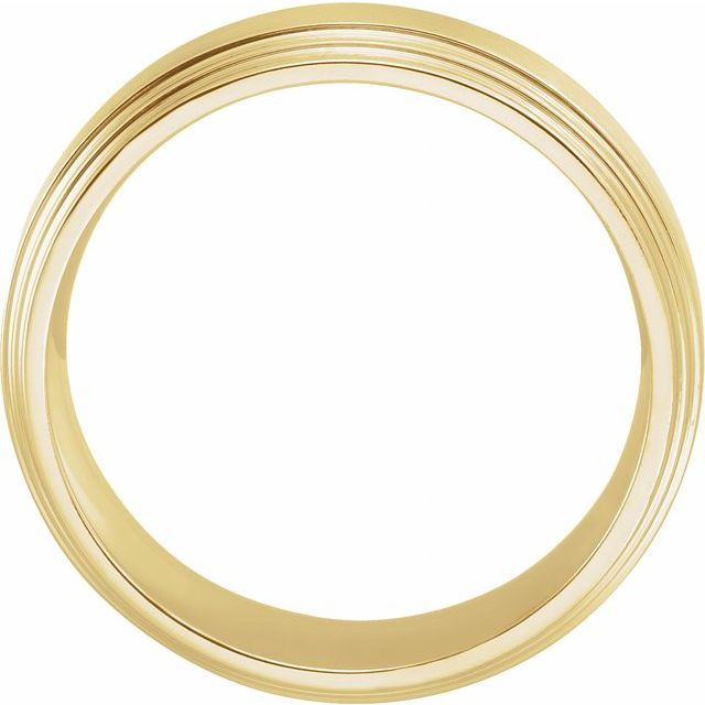 14k Yellow 7 Mm Double Stepped Edge Comfort-fit Band Size 9
