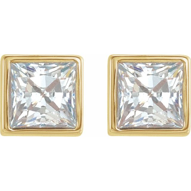 14K Yellow 1/2 CTW Lab-Grown Diamond Bezel-Set Earrings