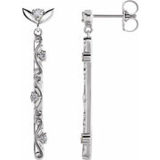 14K White 1/8 CTW Natural Diamond Vintage-Inspired Earrings