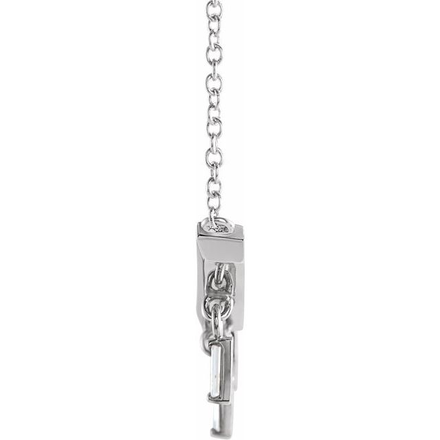 14K White 1/8 CTW Natural Diamond V Bar 18' Necklace