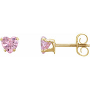 14K Yellow Imitation Pink Cubic Zirconia Youth Stud Earrings