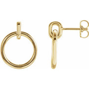 14K Yellow Circle Dangle Earrings