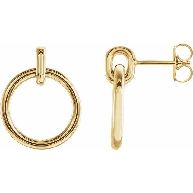 14K Yellow Circle Dangle Earrings