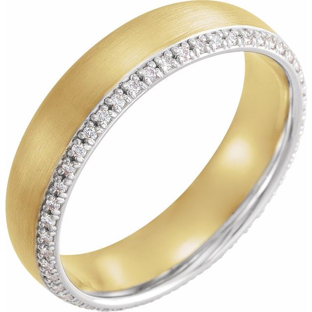 14k Yellow & White 6 Mm 1/5 Ctw Natural Diamond Band Size 7