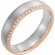 14k White & Rose 6 Mm 1/5 Ctw Natural Diamond Band Size 7