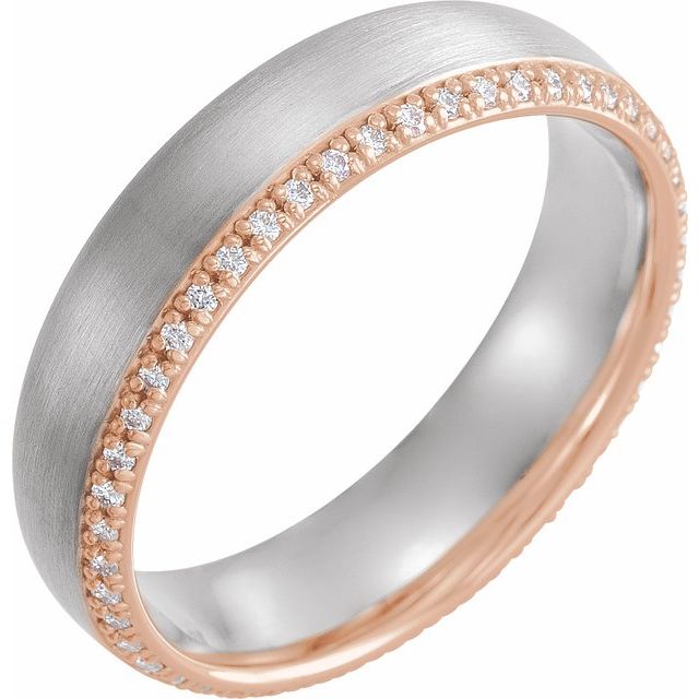 14k White & Rose 6 Mm 1/5 Ctw Natural Diamond Band Size 7