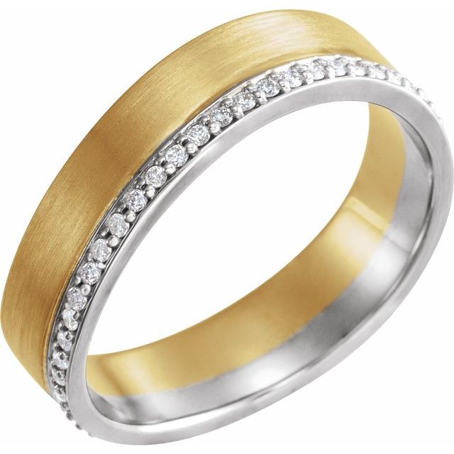 14k Yellow/white 6 Mm 1/3 Ctw Natural Diamond Band Size 7