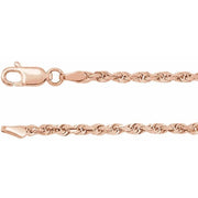 14K Rose 2.5 mm Diamond-Cut Rope 20' Chain