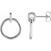 14K White Circle Dangle Earrings