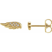 14K Yellow .03 CTW Natural Diamond Angel Wing Earrings