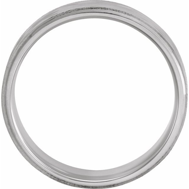 14K White 6 mm Design Band with Satin/Polished Finish Size 10.5