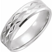 14K White 6 mm Design Band with Satin/Polished Finish Size 10.5