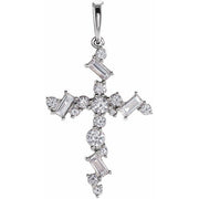 14K White 1/2 CTW Natural Diamond Scattered Cross Pendant