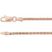 14K Rose 2 mm Diamond-Cut Wheat 16' Chain