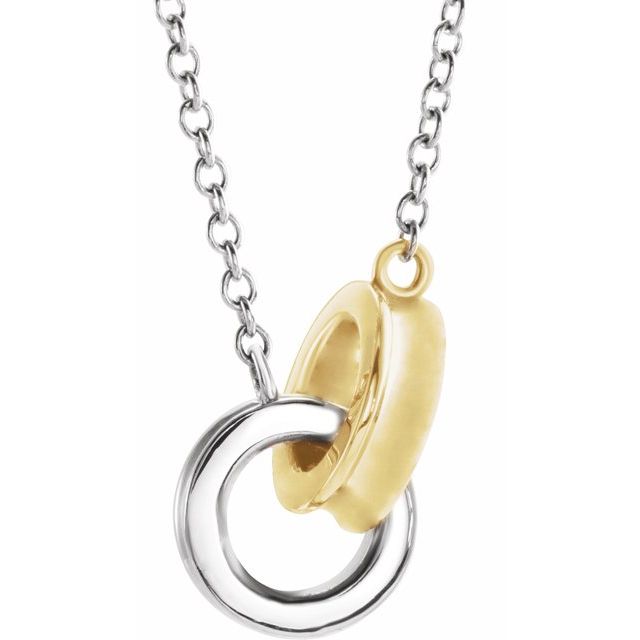 14K White/Yellow Interlocking Circle 18' Necklace