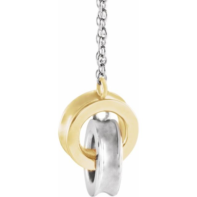 14K White/Yellow Interlocking Circle 18' Necklace