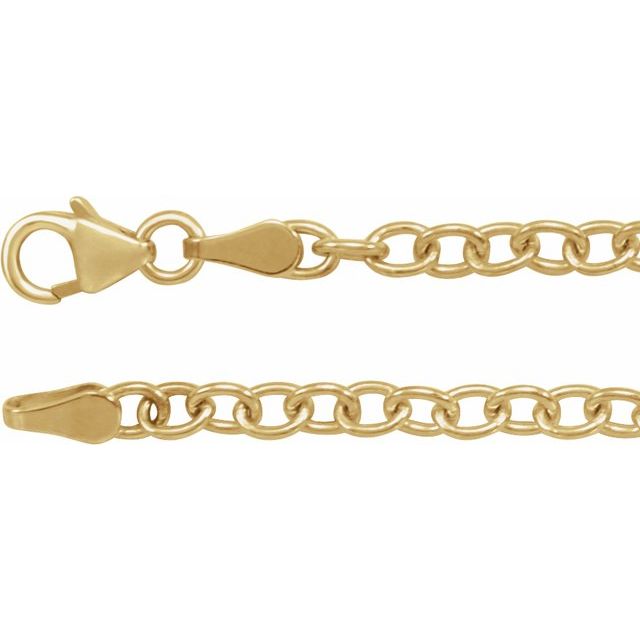 14K Yellow 3.25 mm Oval Cable 18' Chain