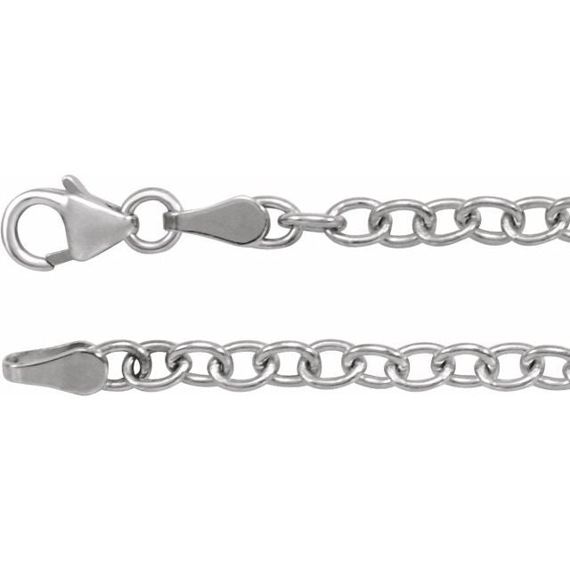 14K White 3.25 mm Oval Cable 18' Chain