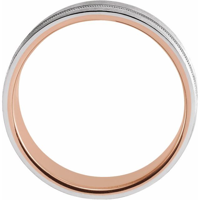 14K Rose & White 7 mm Comfort-Fit Band with Matte Finish Size 9