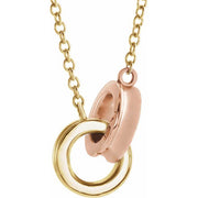 14K Yellow/Rose Interlocking Circle 18' Necklace
