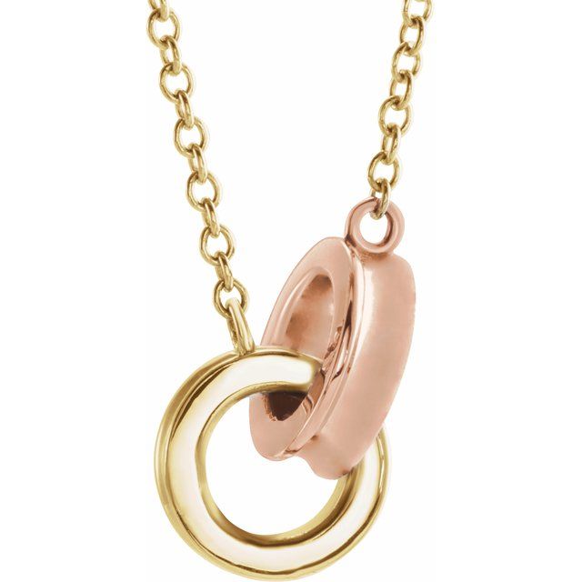 14K Yellow/Rose Interlocking Circle 18' Necklace