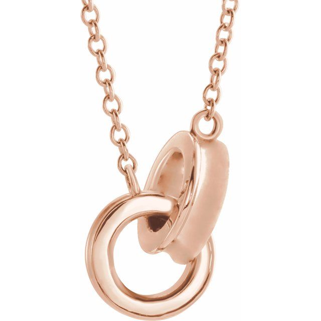 14K Rose Interlocking Circle 18' Necklace