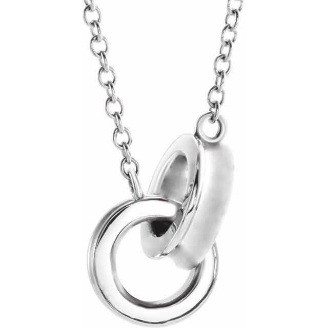 14K White Interlocking Circle 18' Necklace