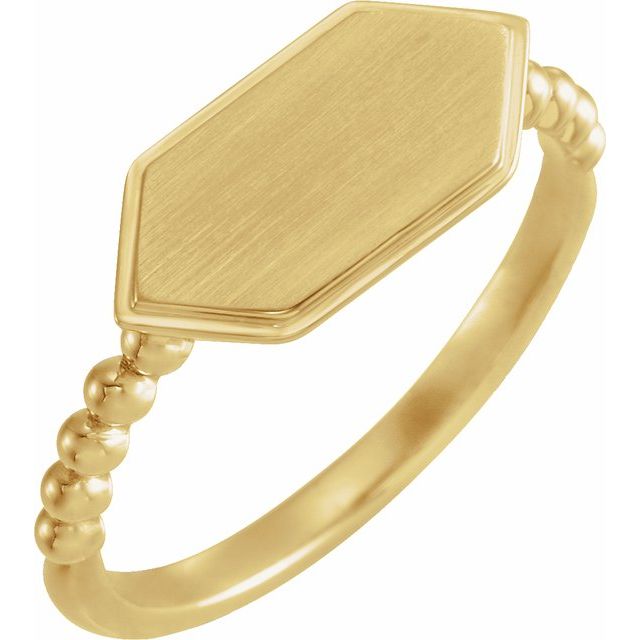 14K Yellow 15x7 mm Geometric Signet Ring