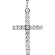 14K White 3/4 CTW Natural Diamond Cross Pendant