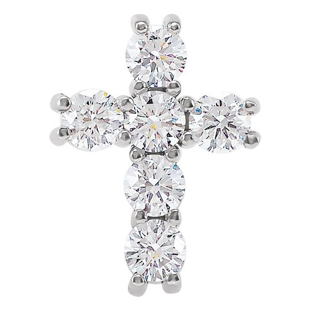 14K White 1/2 CTW Natural Diamond Cross Pendant