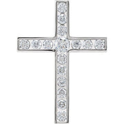 14K White 3/4 CTW Natural Diamond Cross Pendant