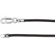 Sterling Silver 2 mm Black Rubber 20' Cord Necklace