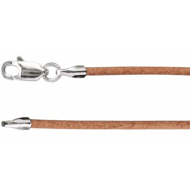 Sterling Silver 1.5 mm Brown Leather 18' Cord