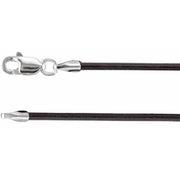 Sterling Silver 1.5 mm Black Leather 20' Cord
