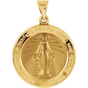 14K Yellow 22 mm Hollow Round Miraculous Medal