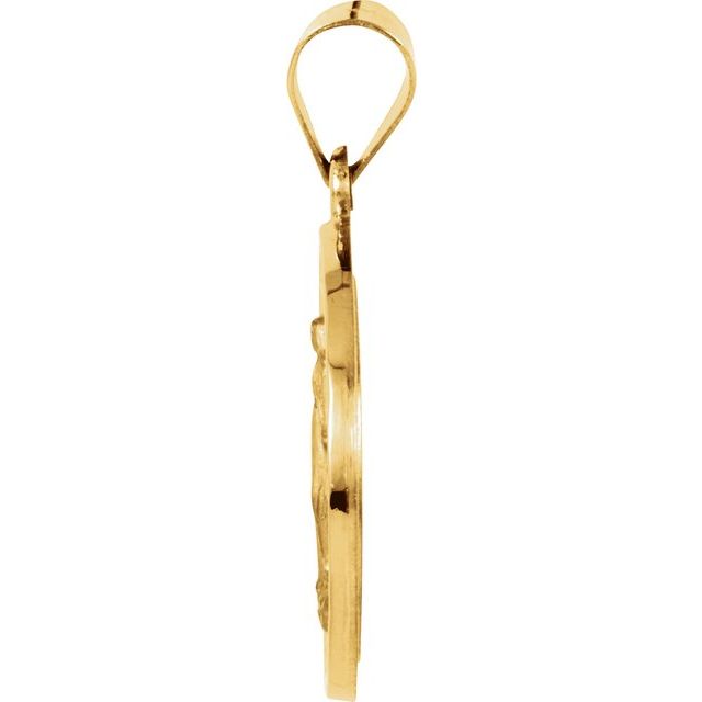 14K Yellow 18 mm Hollow Round Miraculous Medal