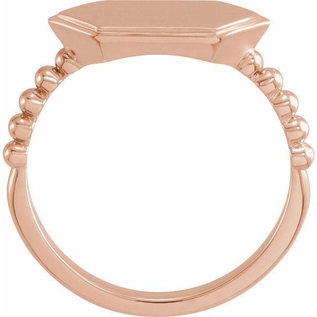 14K Rose 15x7 mm Geometric Signet Ring