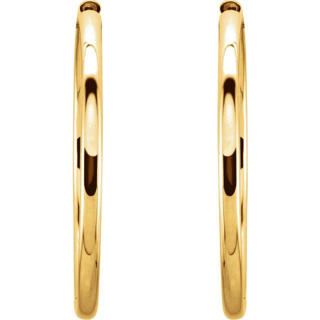 14K Yellow 24 mm Hinged Hoop Earrings