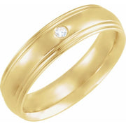 14K Yellow .04 CT Natural Diamond Half-Round Edge Band Size 10